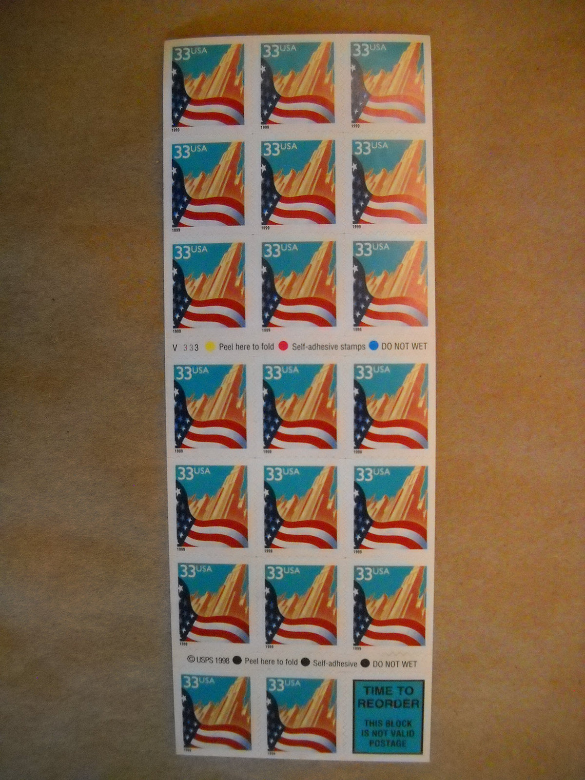 Flag Over City 20 x 33 Cent US Postage Stamps Scot #3278