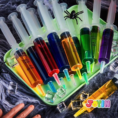 JOYIN 60 PCs 60ml Plastic Syringes, 2 oz Reusable Container Tubes with Caps & Individually Wrapped; Easy-Grip Caps for Halloween Party Favors and Party Supplies