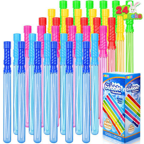 JOYIN 24 Pack 14"(35.5cm) Big Bubble Wands Bulk (2 Dozen) for Summer Toy, Outdoor/Indoor Activity Use, Easter, Bubbles Party Favors Supplies for Kids bubbles party bag fillers