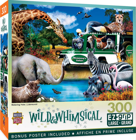 Masterpieces 300 Piece EZ Grip Jigsaw Puzzle - Watering Hole - 18"x24"