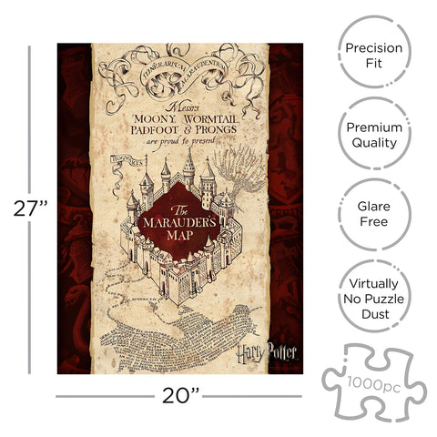 AQUARIUS Harry Potter Puzzle Marauder's Map (1000 Piece Jigsaw Puzzle) - Officially Licensed Harry Potter Merchandise & Collectibles - Glare Free - Precision Fit - Virtually No Puzzle Dust - 20x27in