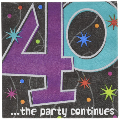 "40 ...the party continues" Beverage Napkins, Party Favor