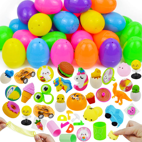 JOYIN 160 PCS Prefilled Easter Eggs with Assorted Toys, Stuffed Egg Hunt Supplies, Basket Stuffers Fillers, Classroom Prizes, Party Favors