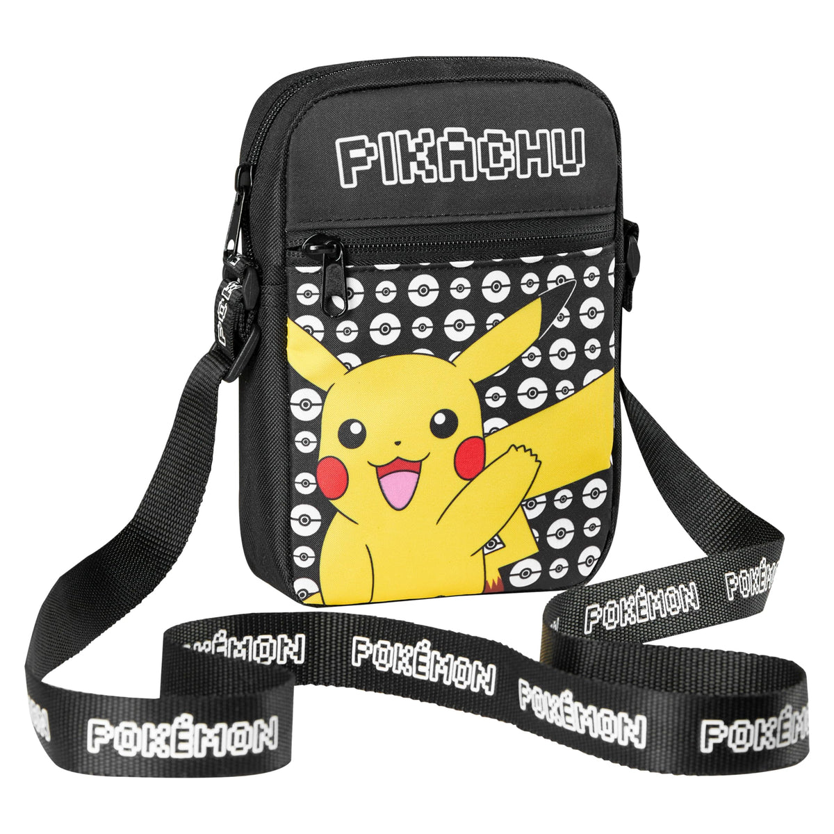 Pokemon Shoulder Bag Cross Body Bag for Kids - Adjustable Strap Kids Pikachu Small Travel Bag - Gamer Gifts (Black Pikachu)