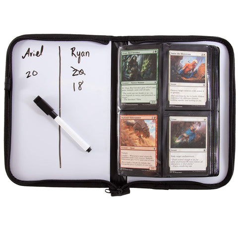 Monster Deluxe 4 Pocket Trading Card Leather Album - Zipper Closure, Built-in Dry Erase Boards and Marker- Large 10 Page, Holds up to 160 Cards Pokemon, MTG, Magic the Gathering, Yugioh & Sports Cards