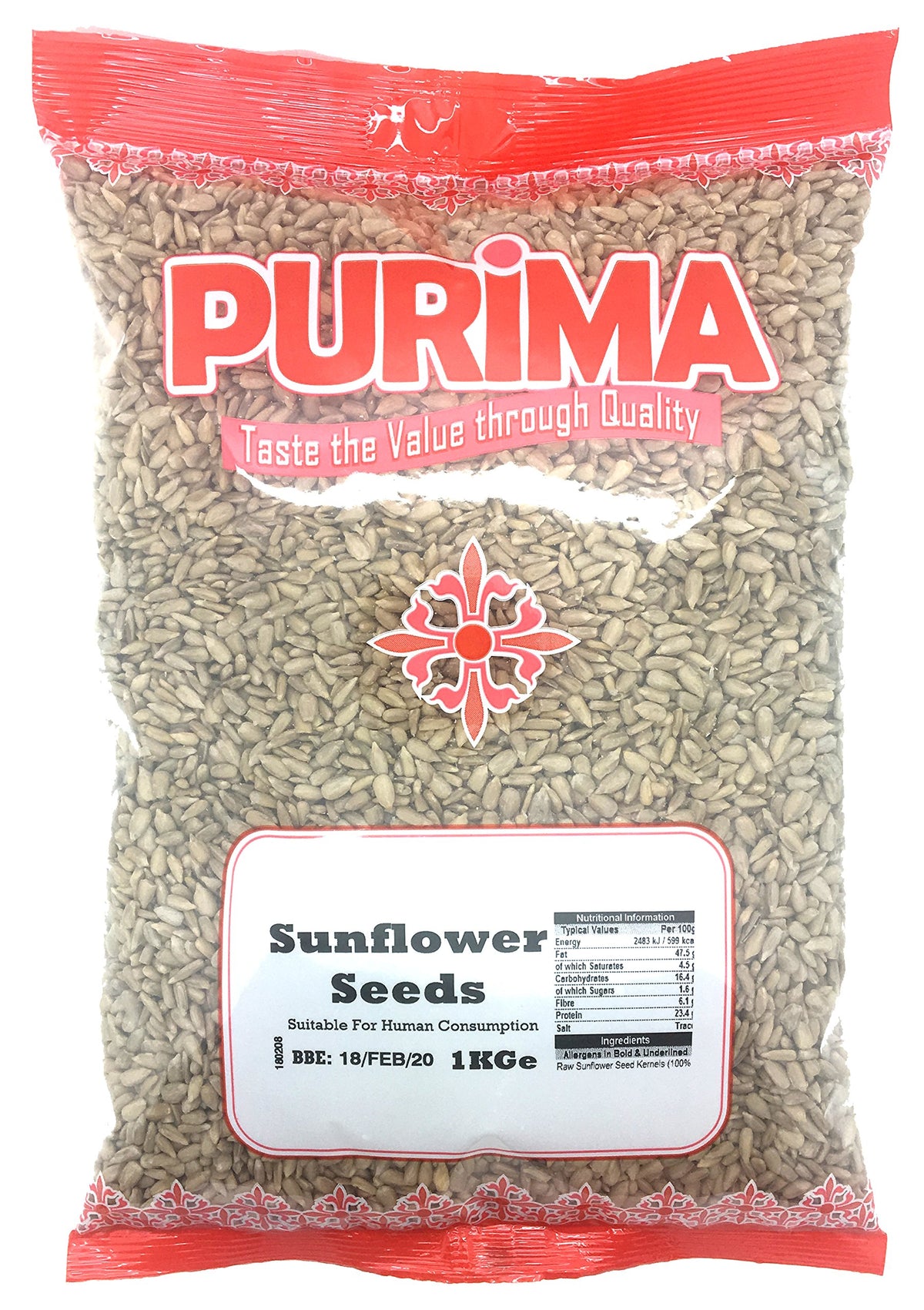 Sunflower Seeds 1kg - Ready To Eat - 100% Fresh Natural Whole Shelled Sun Flower Hearts Kernels 1 kg Bag - Quality Edible Seed - for Human Consumption - Unsalted Unroasted - Non GMO & Vegan PURIMA