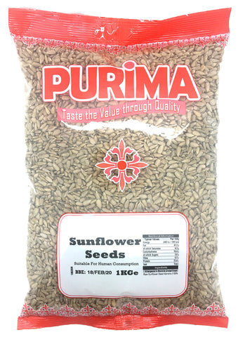 Sunflower Seeds 1kg - Ready To Eat - 100% Fresh Natural Whole Shelled Sun Flower Hearts Kernels 1 kg Bag - Quality Edible Seed - for Human Consumption - Unsalted Unroasted - Non GMO & Vegan PURIMA