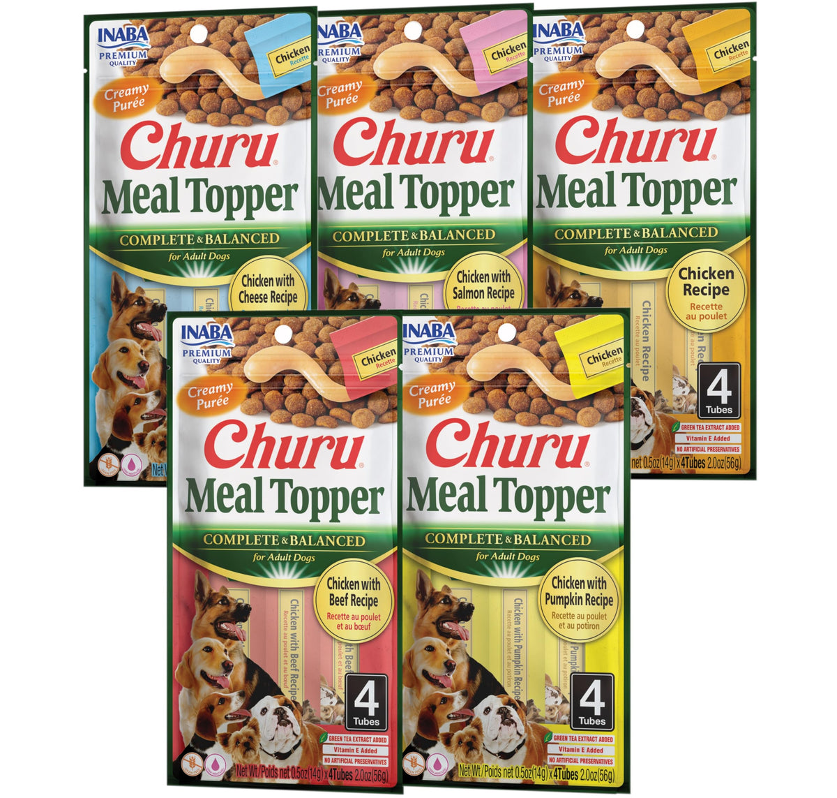 INABA Churu Meal Topper for Dogs, Complete & Balance, Creamy, Lickable PurÃƒÆ’Ã†â€™Ãƒâ€ Ã¢â‚¬â„¢ÃƒÆ’Ã¢â‚¬Â ÃƒÂ¢Ã¢â€šÂ¬Ã¢â€žÂ¢ÃƒÆ’Ã†â€™ÃƒÂ¢Ã¢â€šÂ¬Ã…Â¡ÃƒÆ’Ã¢â‚¬Å¡Ãƒâ€šÃ‚Â©e Dog Food Topper, 0.5 Ounce Tube, 20 Tubes (4 per Pack), 5 Flavor Variety