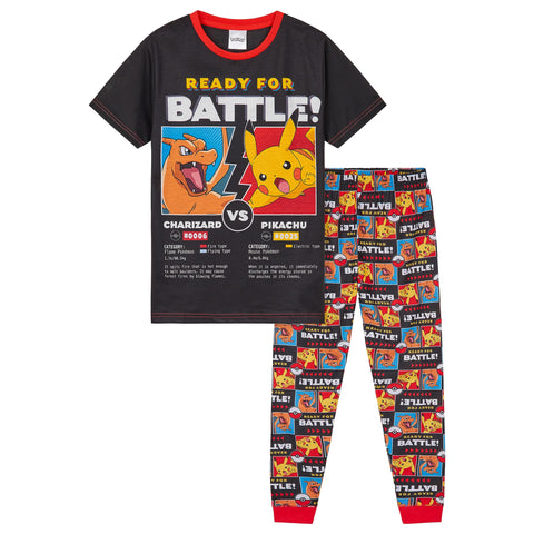 Pokemon Boys Pyjamas Set - Lounge Wear T-Shirt and Long Bottoms Teenagers PJs 4-14 Years - Gifts for Boys (Black/Multi, 13-14 Years)