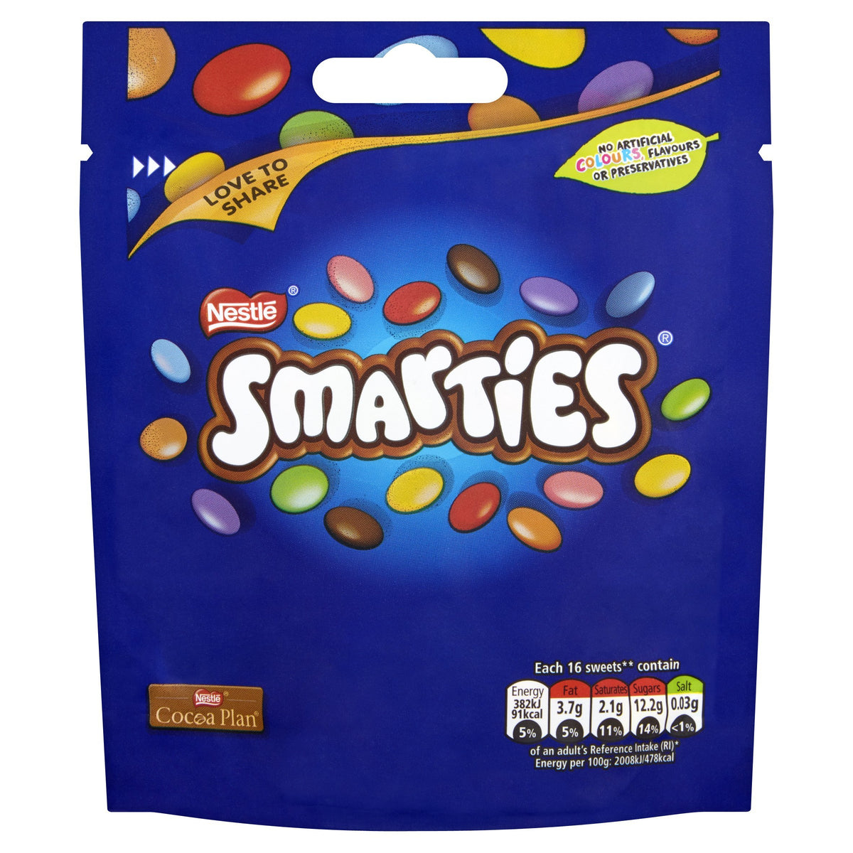 Smarties Milk Chocolate Sharing Pouch, 118g