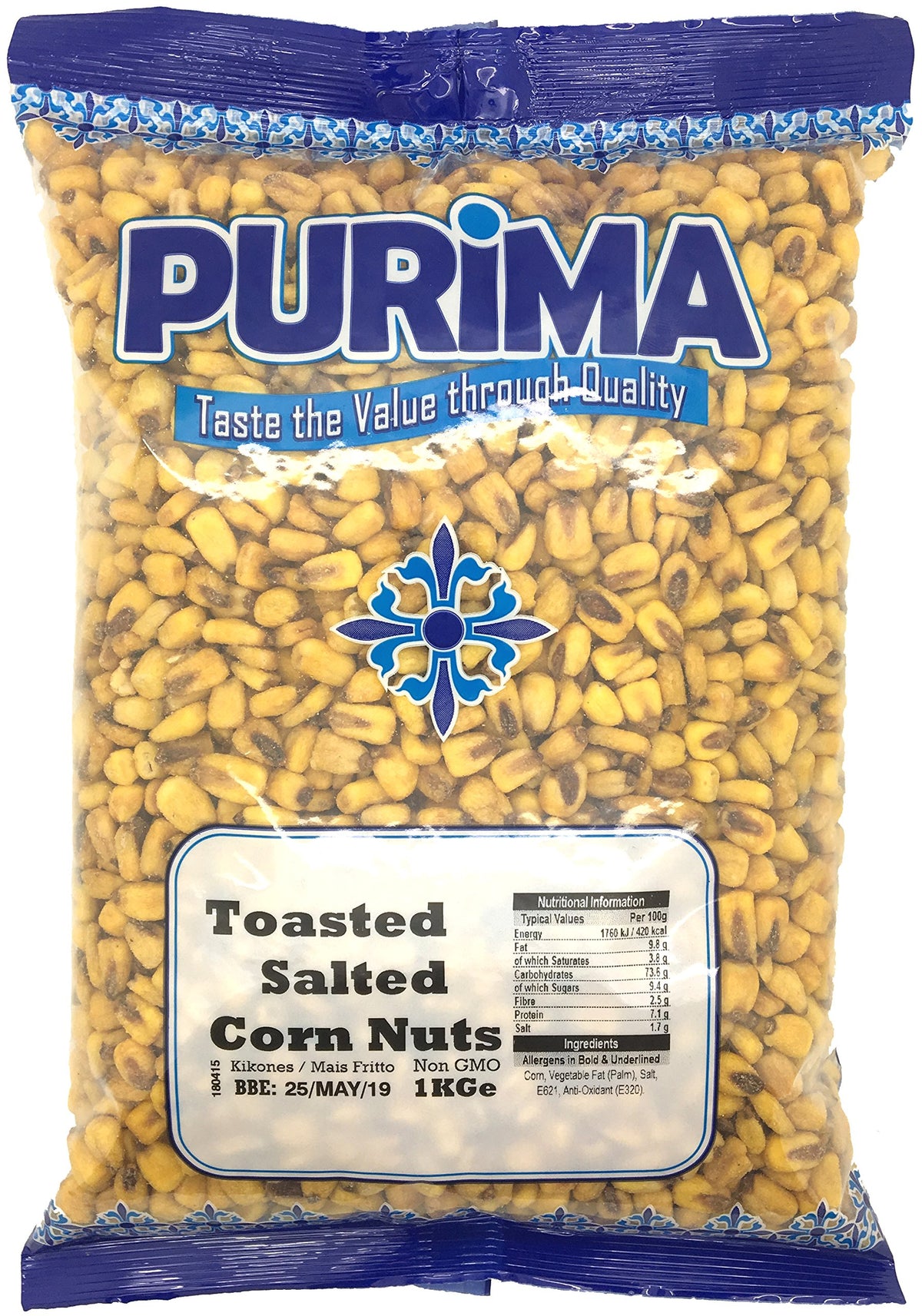 Toasted Corn 1kg - Original Salt Flavour - Roasted Salted Corn Nuts Kernels - Premium Fresh Crispy Crunchy Authentic Spanish Savoury Snack - Ready to Eat - Bulk Bag - Vegan Plant Based Snacks PURIMA