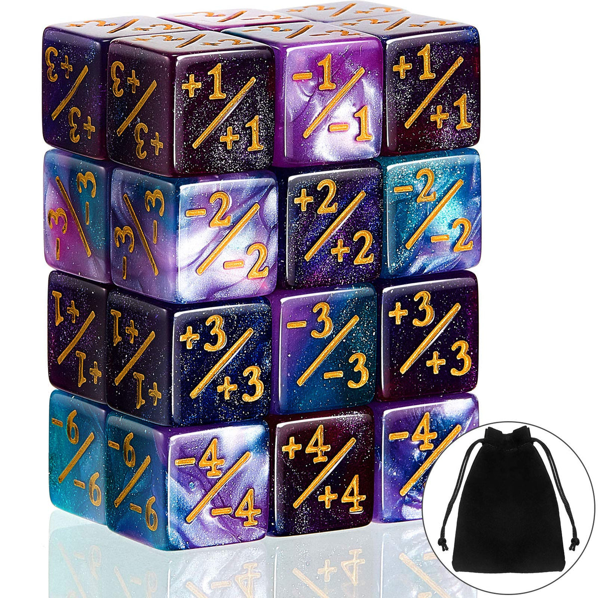 Sumind 24 Pieces MTG Dice Counters Token Dice Glitter D6 Dice Cube Loyalty Counter Dice Compatible with MTG, CCG, Card Gaming Accessory (Fresh Style)