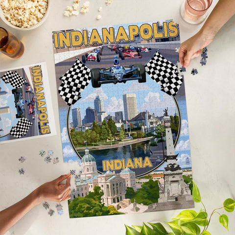 Indianapolis, Indiana, Montage Scenes (1000 Piece Puzzle, Challenging Jigsaw Puzzle for Adults, Made in USA)