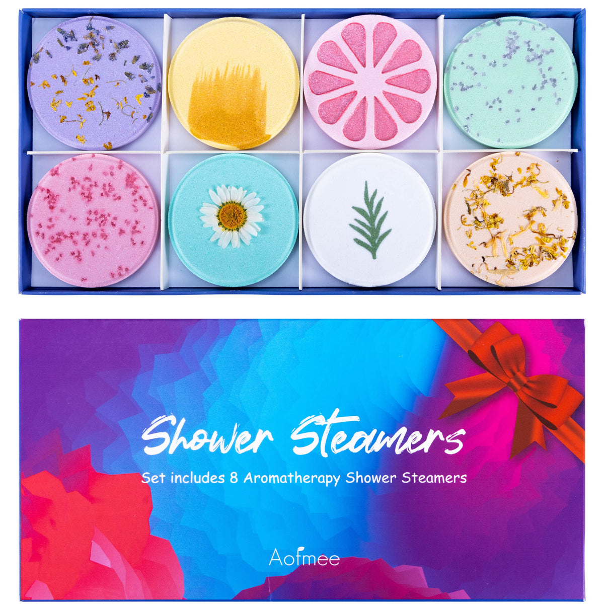 Aofmee Shower Steamers Aromatherapy - Pack of 8 Shower Bombs with Essential Oils, Mothers Day Gifts Relaxation Birthday Gifts for Women and Men, Stress Relief and Luxury Self Care Shower Bath Bombs