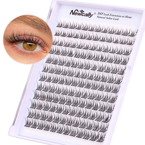 Natural Lash Clusters DIY Eyelash Extension Wispy 144 Pcs Individual Cluster Lashes Extension at Home C Curl 9-11MM Eyelash Cluster Faux Mink False Lashes by Newcally