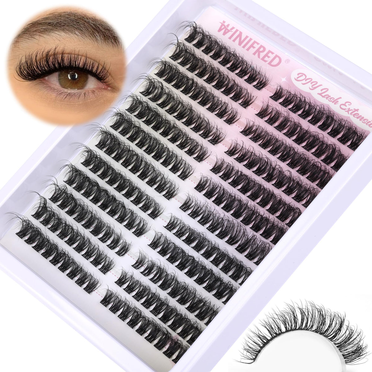 Natural Lash Clusters Fluffy Cat Eye Cluster Eyelash Extensions Individual Lashes Natural Look Eyelash Clusters Left & Right Wispy Mink Lashes Clusters by Winifred (7-14mm)