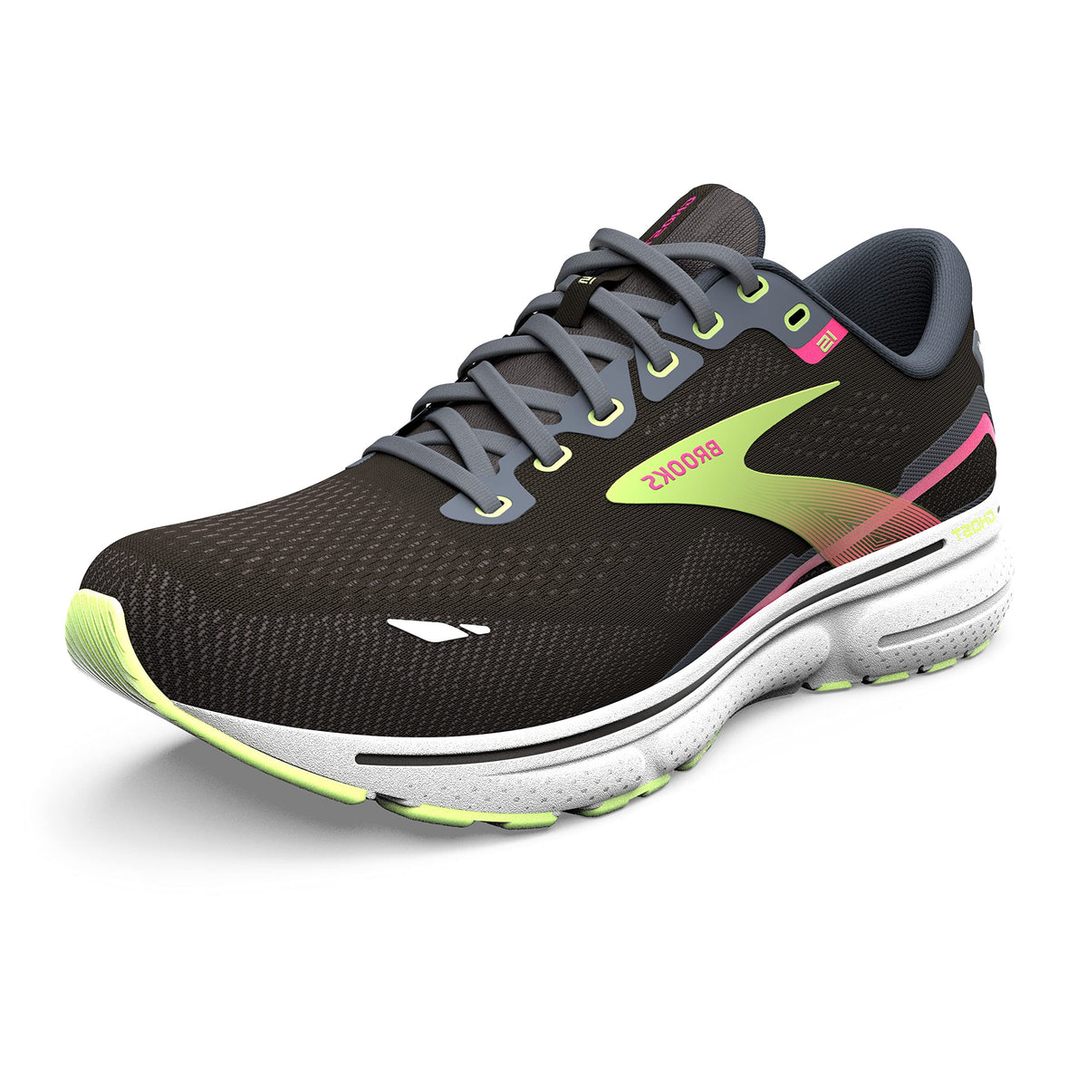 Brooks Women's Ghost 15 Neutral Running Shoe - Black/Ebony/Sharp Green - 6.5 Medium