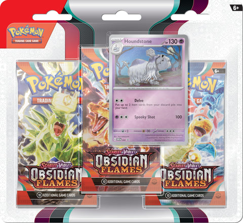 PokÃ©mon TCG: Scarlet and Purple-Obsidian Flame Triple Pack-Hound Stone (3 booster packs and holographic promotional card)