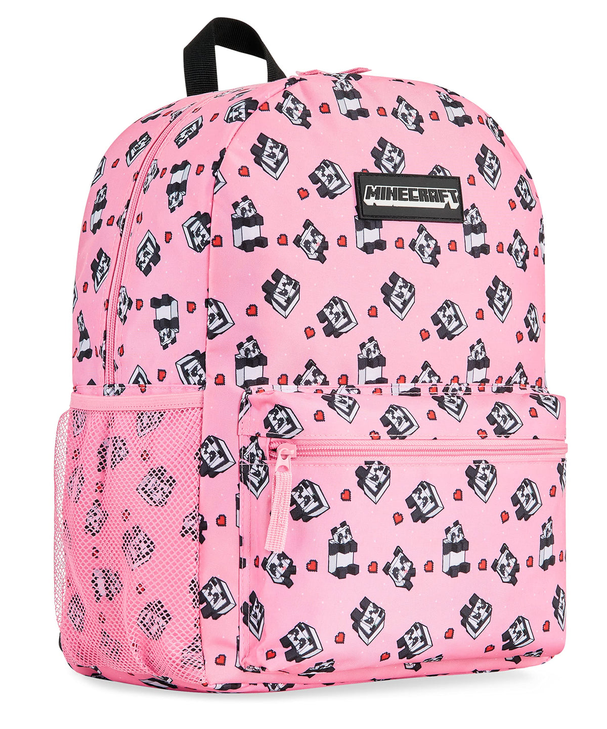 Minecraft Kids School Backpack with Zipped Front Pocket for Sports, Gym, Travel - Gamer Gifts (Pink)