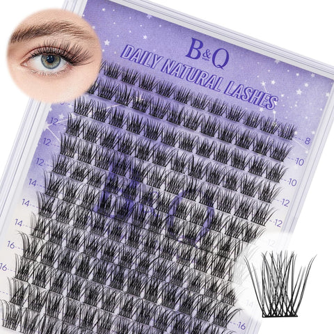 B&Q Lash Clusters Natural Cluster Eyelash Extensions 156 PCS Eyelash Clusters D Curl Z01 Individual Lashes for Beginners 8-18mm Cluster Lashes Superfine Band Eyelash Extension at Home?Z01-D-8-18mix?