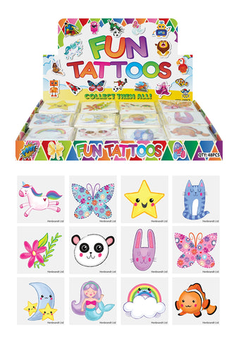 Henbrandt 24 x Cute Temporary Tattoos Children's Birthday Loot Party Bag Filler