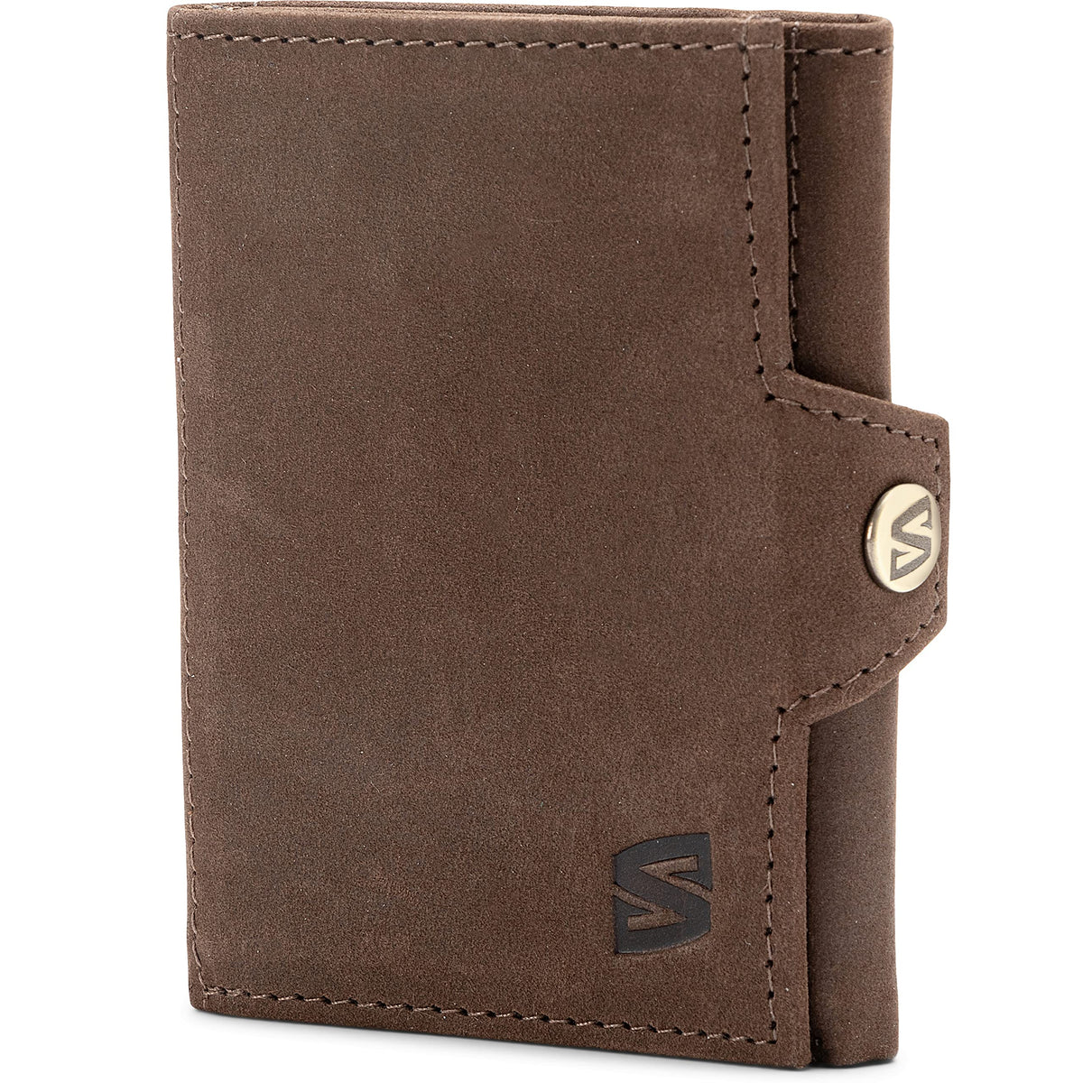 SERASAR | Mens Leather Wallet [Genius] with RFID Protection | Brown | Real Leather | Note and Coin Compartment | Including Gift Box | Great Gift Idea | Purse Men | Leather Notecase