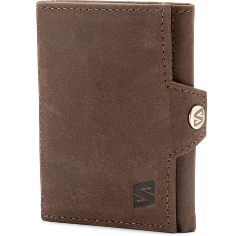 SERASAR | Mens Leather Wallet [Genius] with RFID Protection | Brown | Real Leather | Note and Coin Compartment | Including Gift Box | Great Gift Idea | Purse Men | Leather Notecase