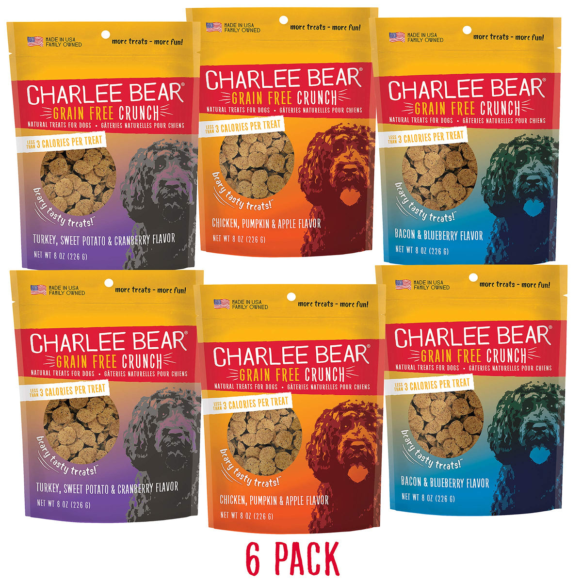 Charlee Bear Bear Crunch Variety Pack (6 Pack), 8 oz