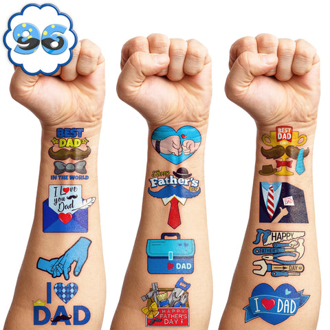 104 PCS Fathers Day Birthday Party Decorations Supplies Favors Best Dad Ever Happy Fathers Day Decor Stickers Temporary Tattoos For Man Gift School Prizes Rewards