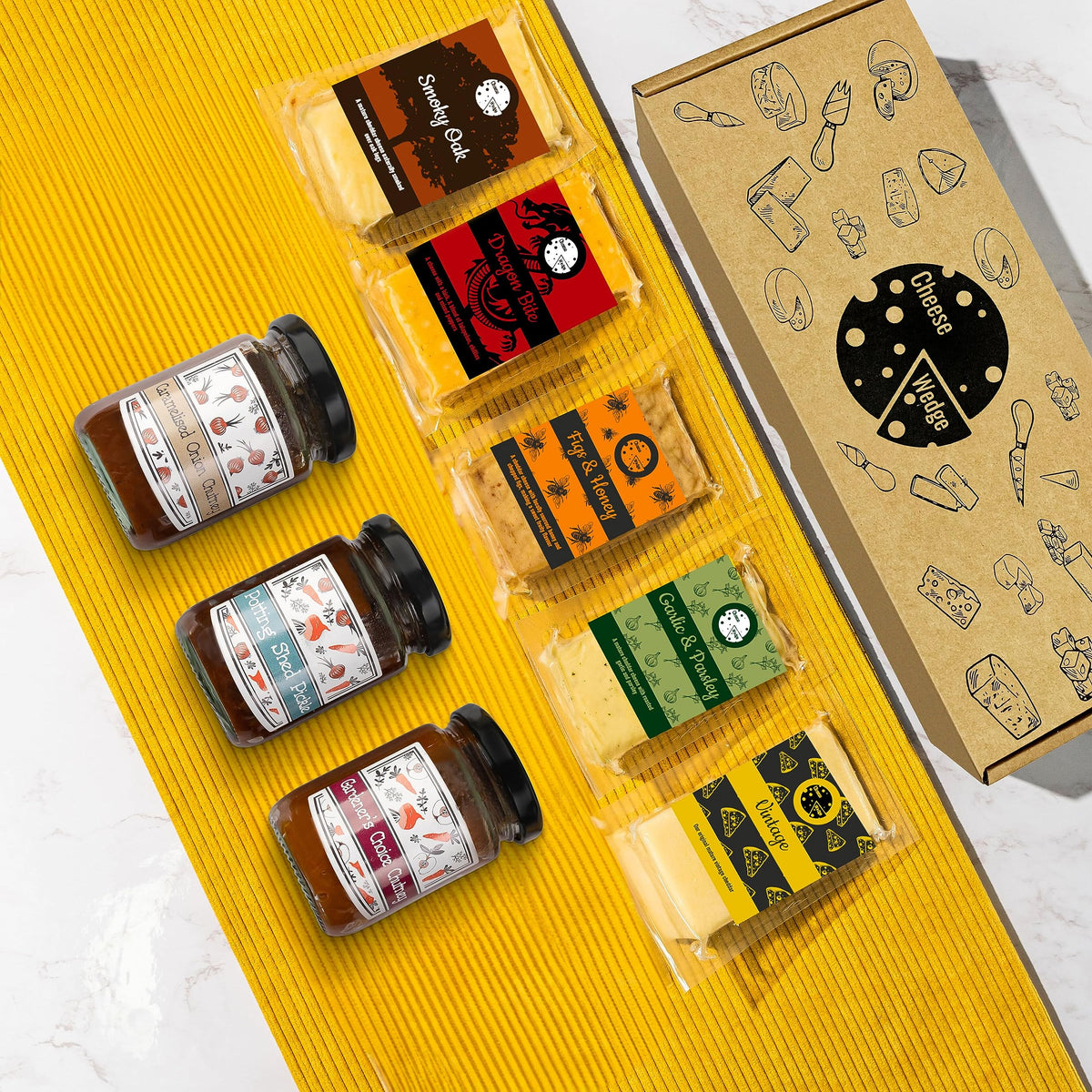 Cheese & Chutney Gift Hamper | Award Winning Cheese Selection | 5 Cheese Wedges 3 Chutneys