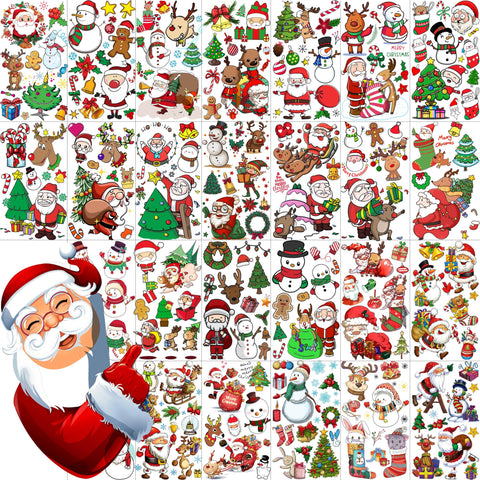 COKTAK 26 Sheets Funny Santa Claus Temporary Tattoos Christmas Sticker, Cute Elk Deer Snowman Xmas Fake Tattoos For Kids Child Men Women, Bulk Christmas Tattoos Home Decoration Rave Party Accessories