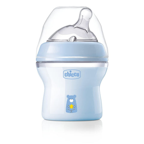 Chicco Natural Feeling Anti-Colic Baby Bottle for 0+ Months, 150 ml, with Soft Silicone Teat and Double Valve, Natural and Instinctive Feel When Vacuuming, Plastic Bottle