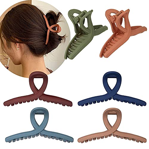 FAMEZA Ãƒâ€šÃ‚Â Hair Claw Clip 6 Color Hair Jaw Clamp Clips 4.3 Inch Nonslip Hair Claw Strong Hold Matte Butterfly Clip Clamp Hair Styling Accessories for Women Girls Thin Thick Fine Hair