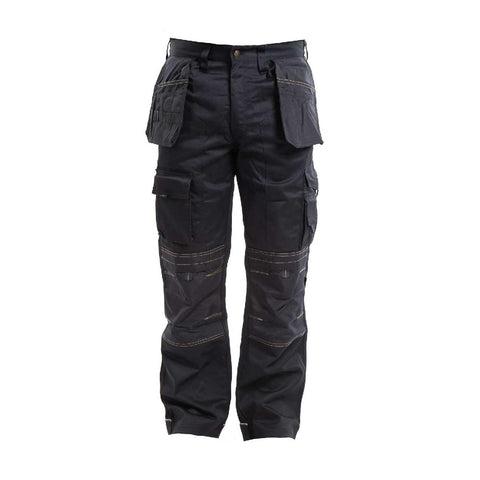 Apache Workwear Men's Site Trousers | APKHT Polycotton Holster Trouser | Black 34W x 33L | Cordura Side Cargo Pocket | Low Rise Comfort Waist | Reinforced Hem Knee Pad and Phone Pocket