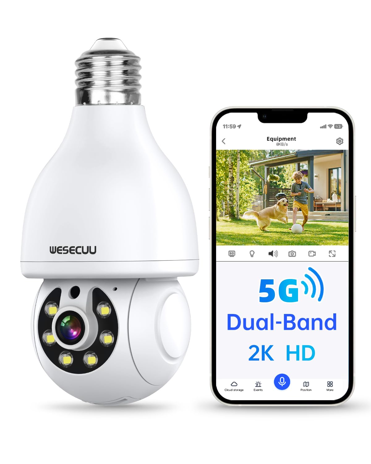 GALAYOU 2K Light Bulb Security Cameras Wireless Outdoor